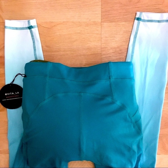VITA LA x ANNA VICTORIA teal ombré leggings S - Picture 5 of 8